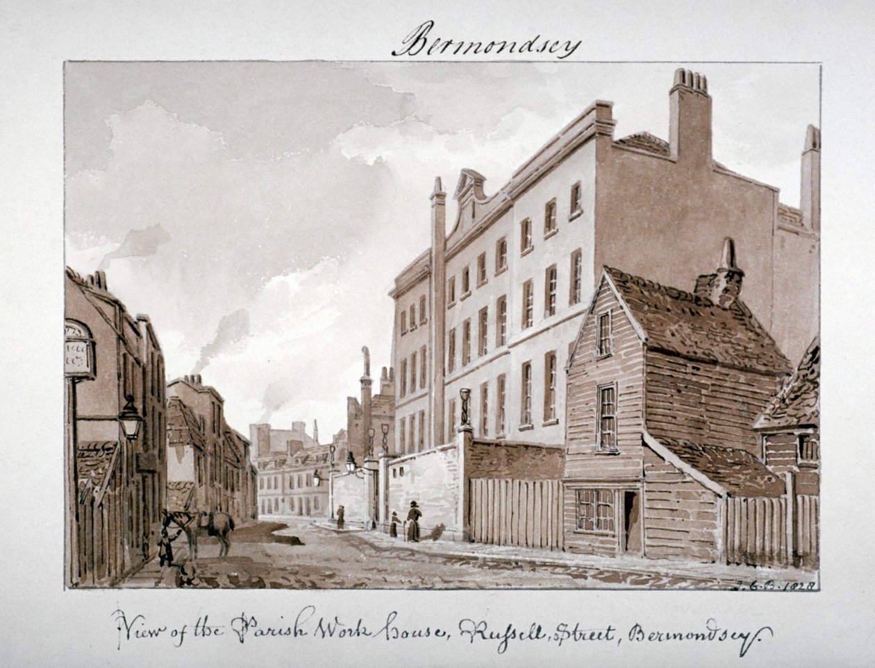 Farní pracovní dům, Tanner Street, Bermondsey, Londýn, 1828. od John Chessell Buckler
