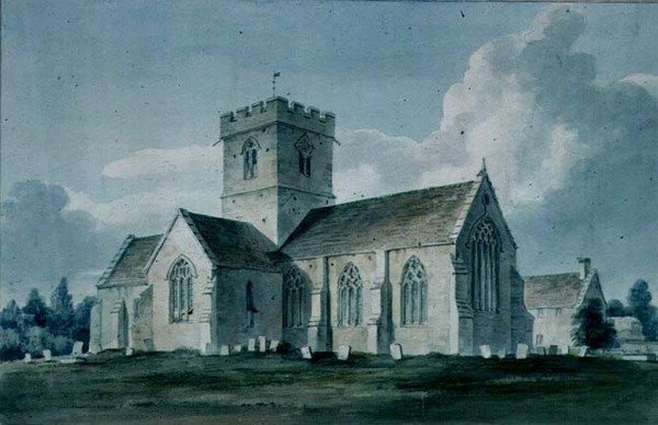 Jihovýchodní pohled na Dinton Church, 1805 od John Chessell Buckler