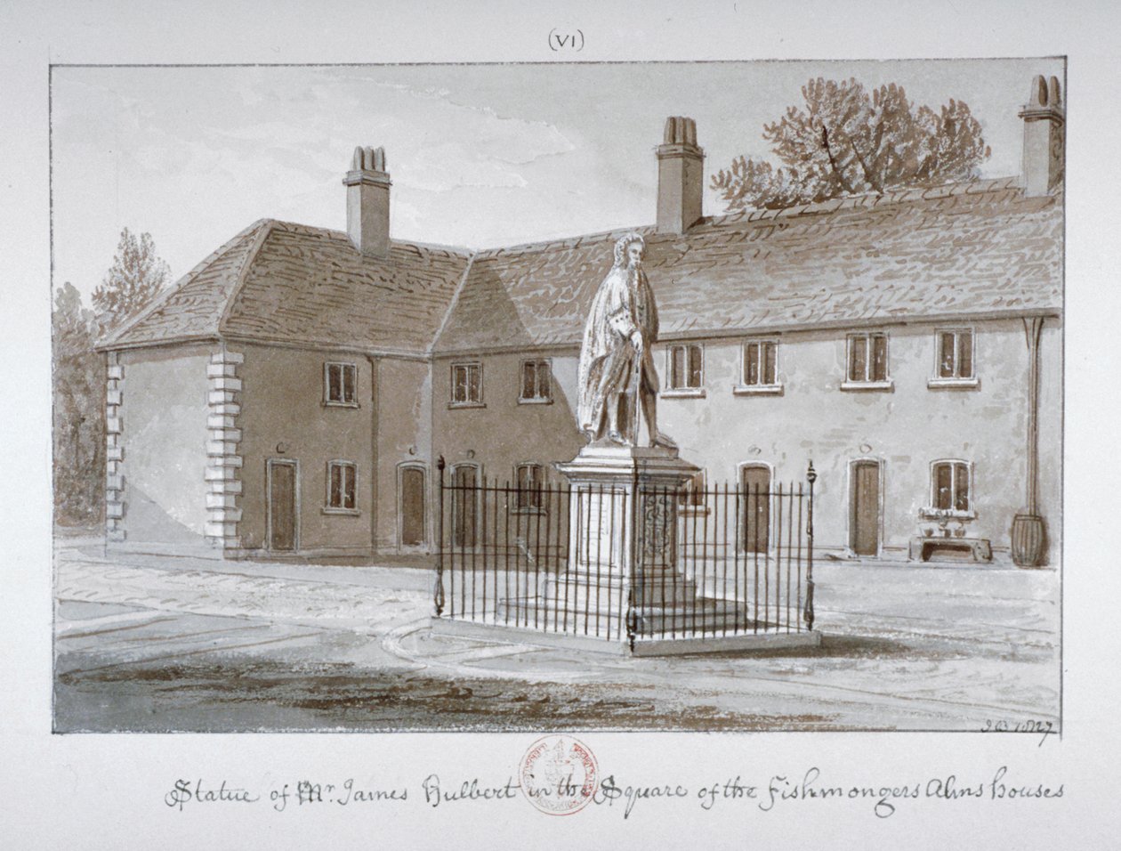 Socha Jamese Hulberta, Nemocnice svatého Petra, Southwark, Londýn, 1827. od John Chessell Buckler