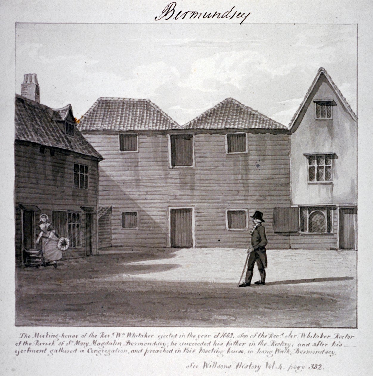 Zasedací dům reverenda Whitakera, Long Walk, Bermondsey, Londýn, c1828 od John Chessell Buckler