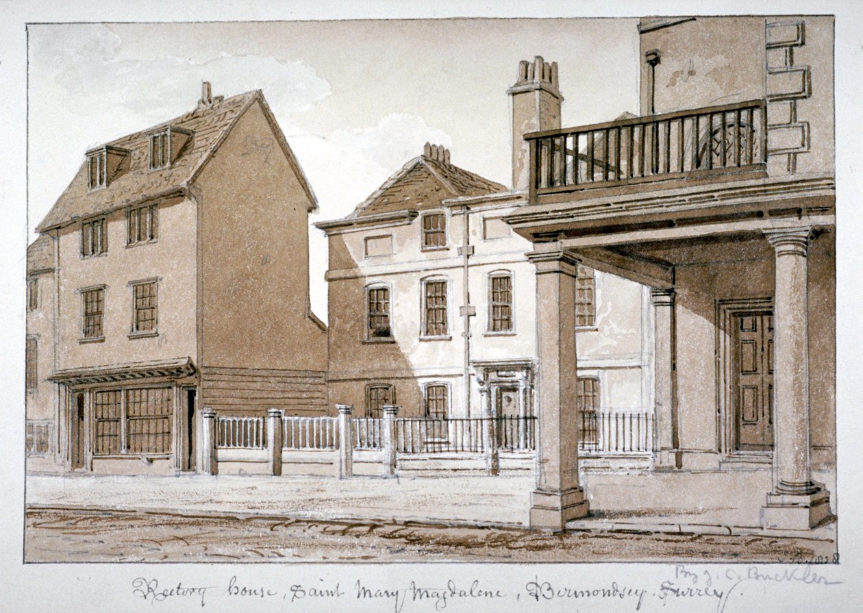 Fara, St Mary Magdalen, Bermondsey, Londýn, 1828 od John Chessell Buckler