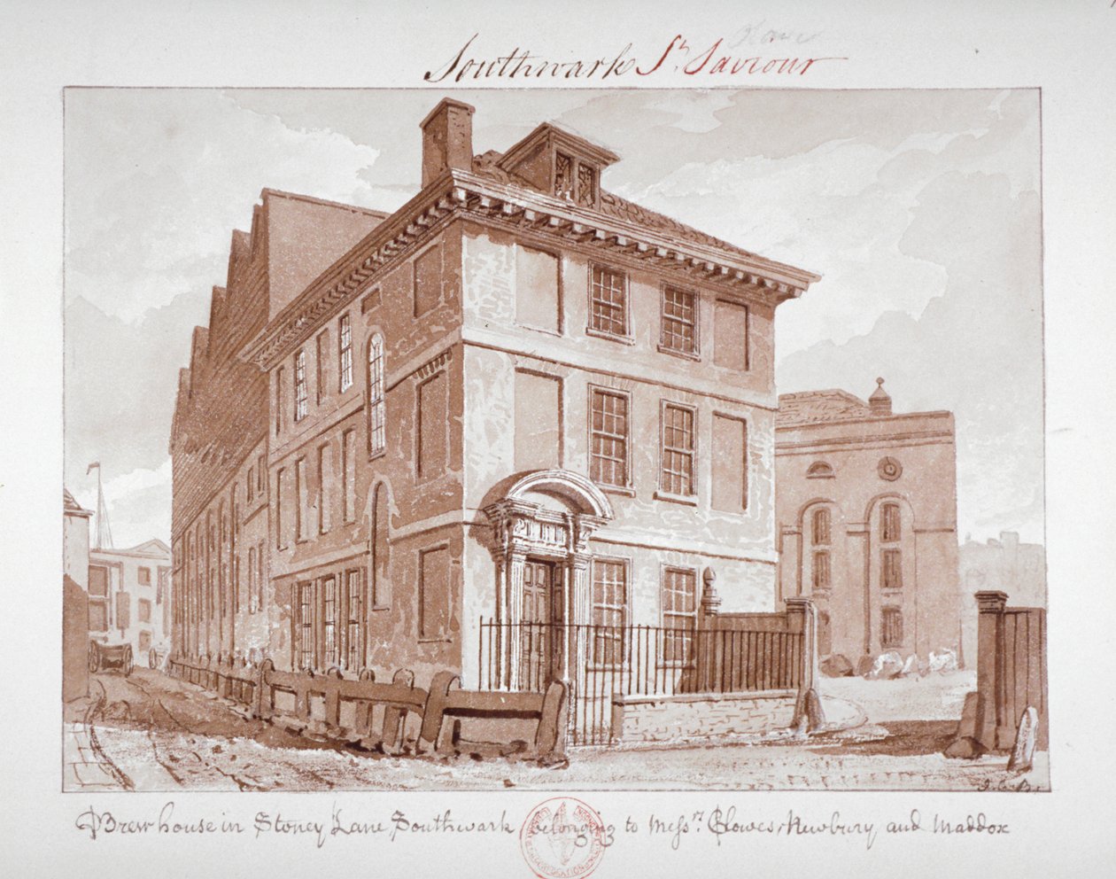 Pohled na varnu na Stoney Lane, Bermondsey, Southwark, Londýn, c1827 od John Chessell Buckler