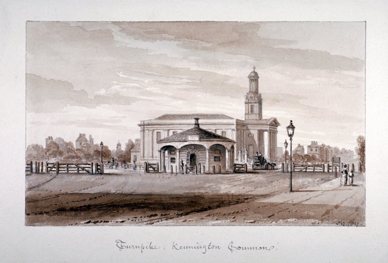 Pohled na točnu v Kennington Common, Lambeth, Londýn, 1827. od John Chessell Buckler