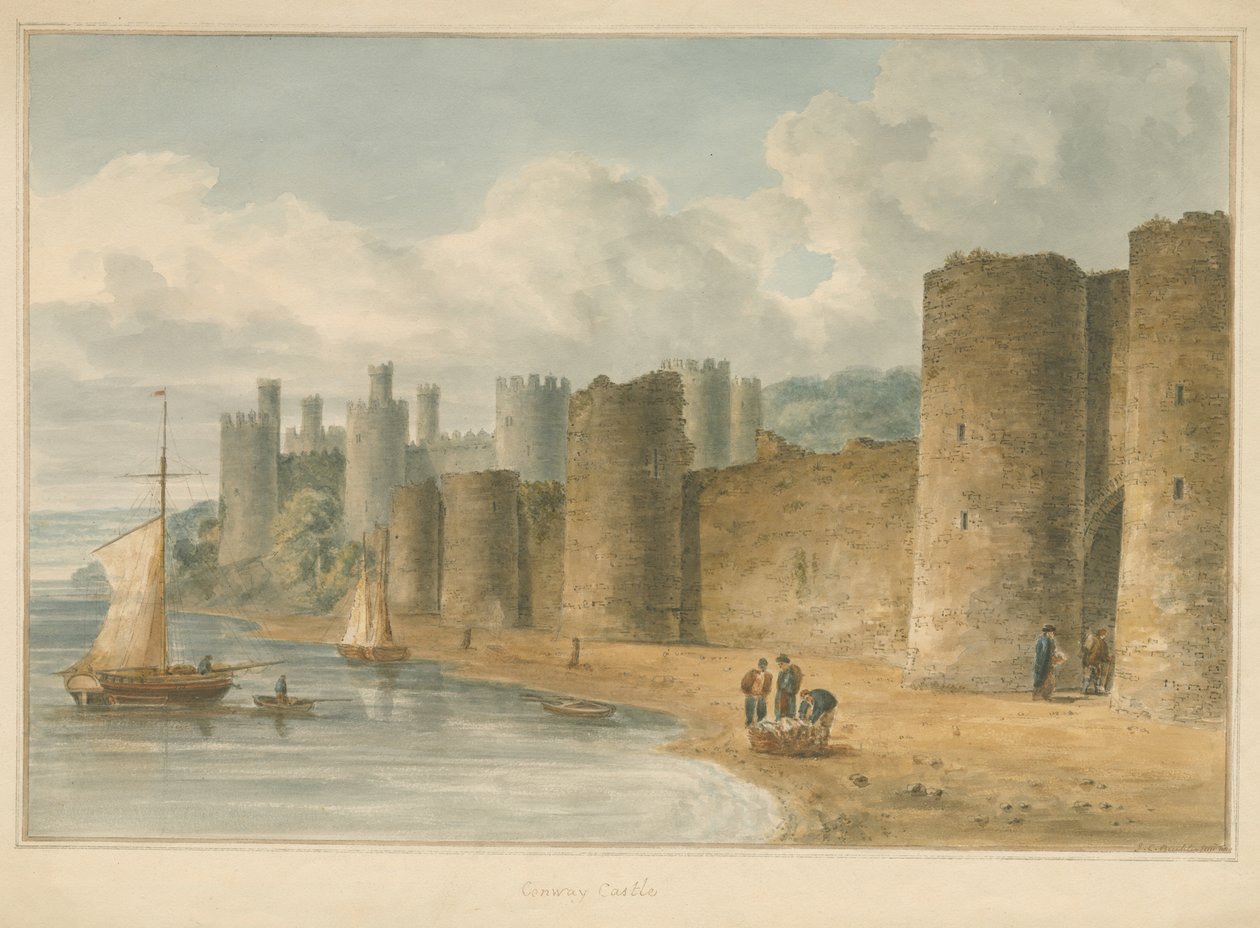 Wales – Carnarvonshire – hrad Conway, 1810 od John Chessell Buckler