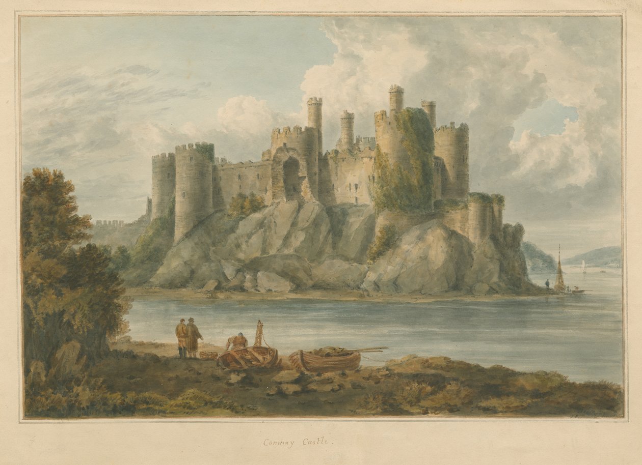 Wales – Carnarvonshire – hrad Conway, 1810 od John Chessell Buckler