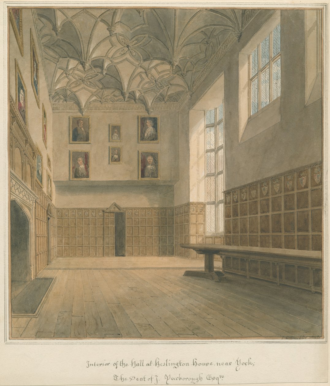 Yorkshire - York - interiér Heslington House, 1818 od John Chessell Buckler