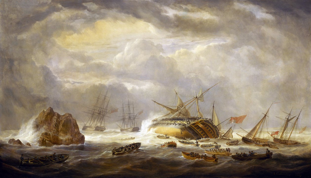 Napoleonské války (1803-1815): ztráta "Magnificenta", 25. března od John Christian Schetky