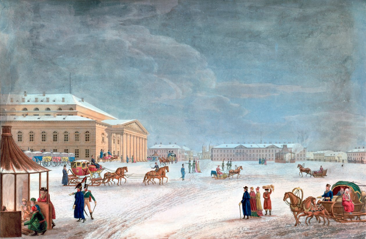 „Náměstí a Velké divadlo v Petrohradě“, 1817 od John Clark