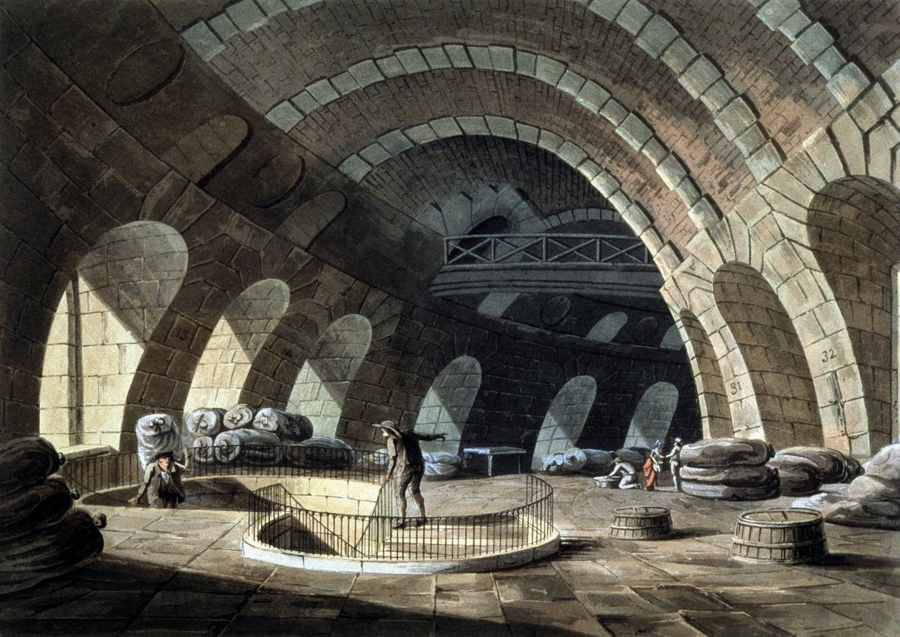 výměna kukuřice v Paříži, gravírování, začátkem 19. století od John Claude (after) Nattes