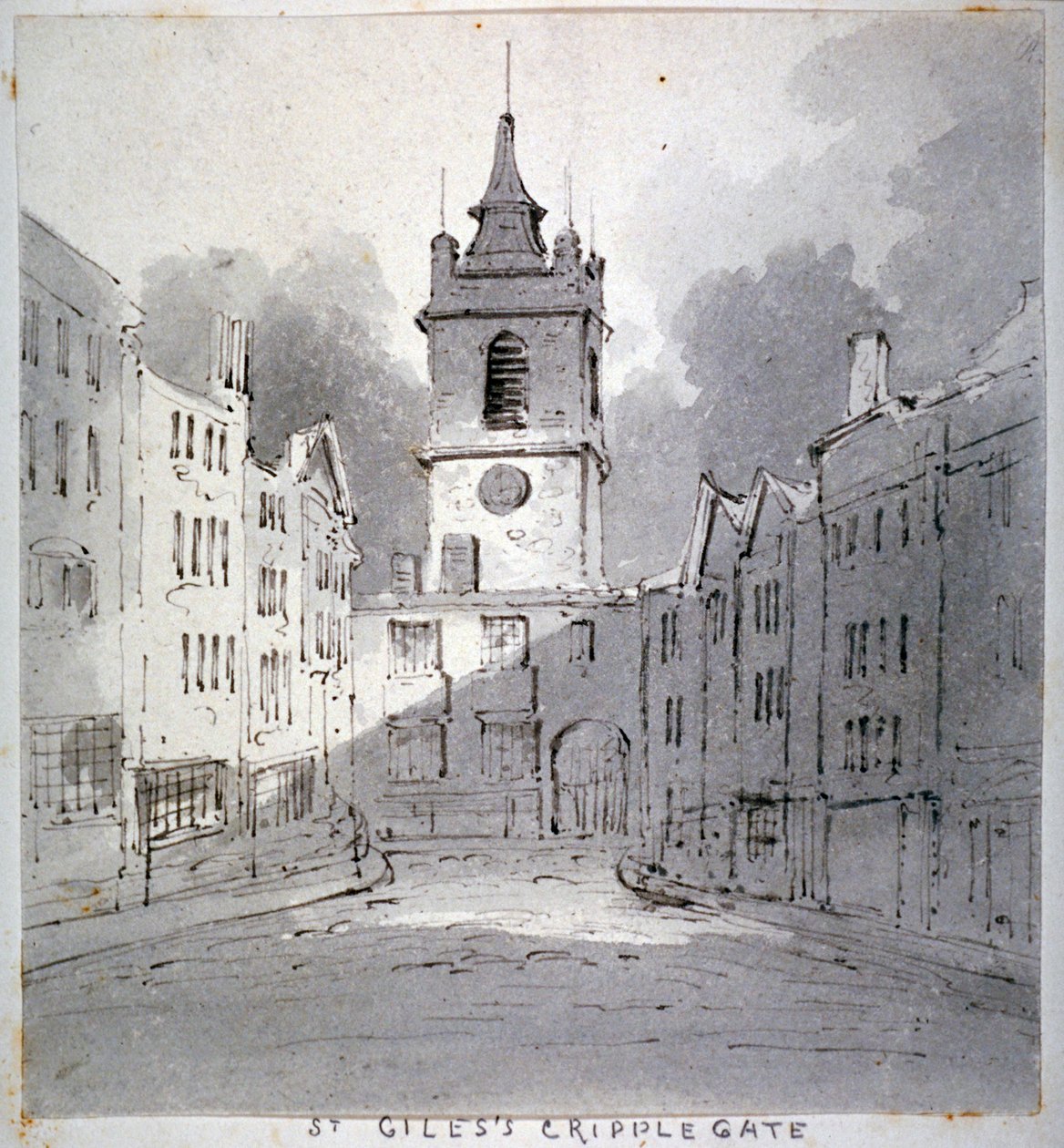 Kostel svatého Jiljí bez Cripplegate z Fore Street, City of London, 1790. od John Claude Nattes