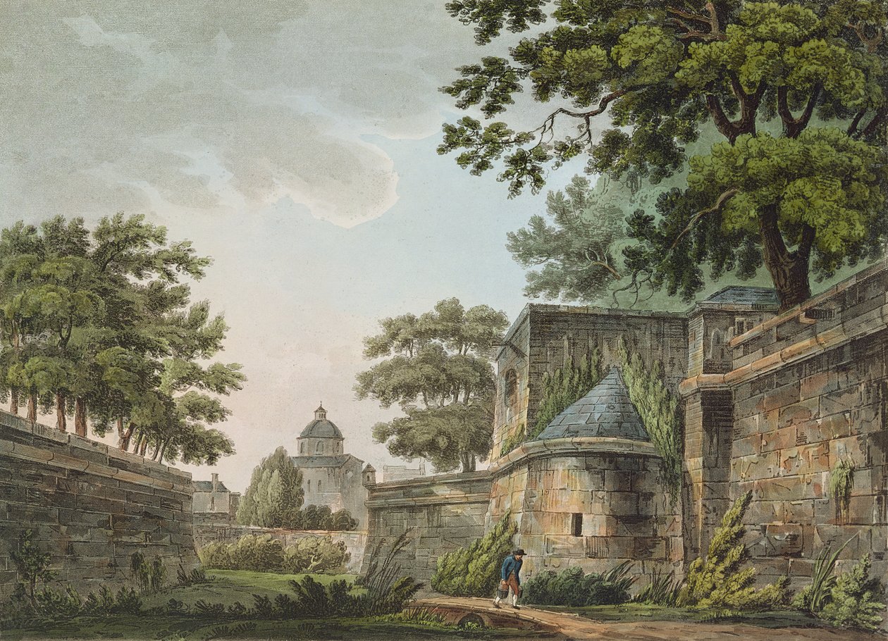 Interiér Fosses of the Bastille, 1809 (barevná akvatinta) od John Claude Nattes
