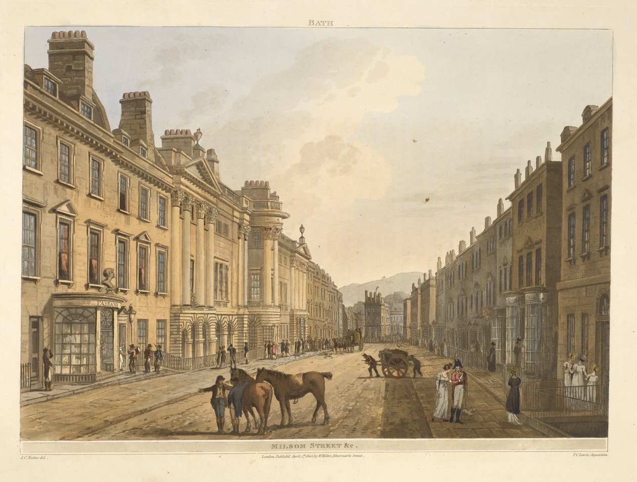 Milsom street.Bath, ilustrovaná řadou pohledů, z kreseb J. C. Nattese; s popisy ke každé desce.John Claude Nattes1806 od John Claude Nattes