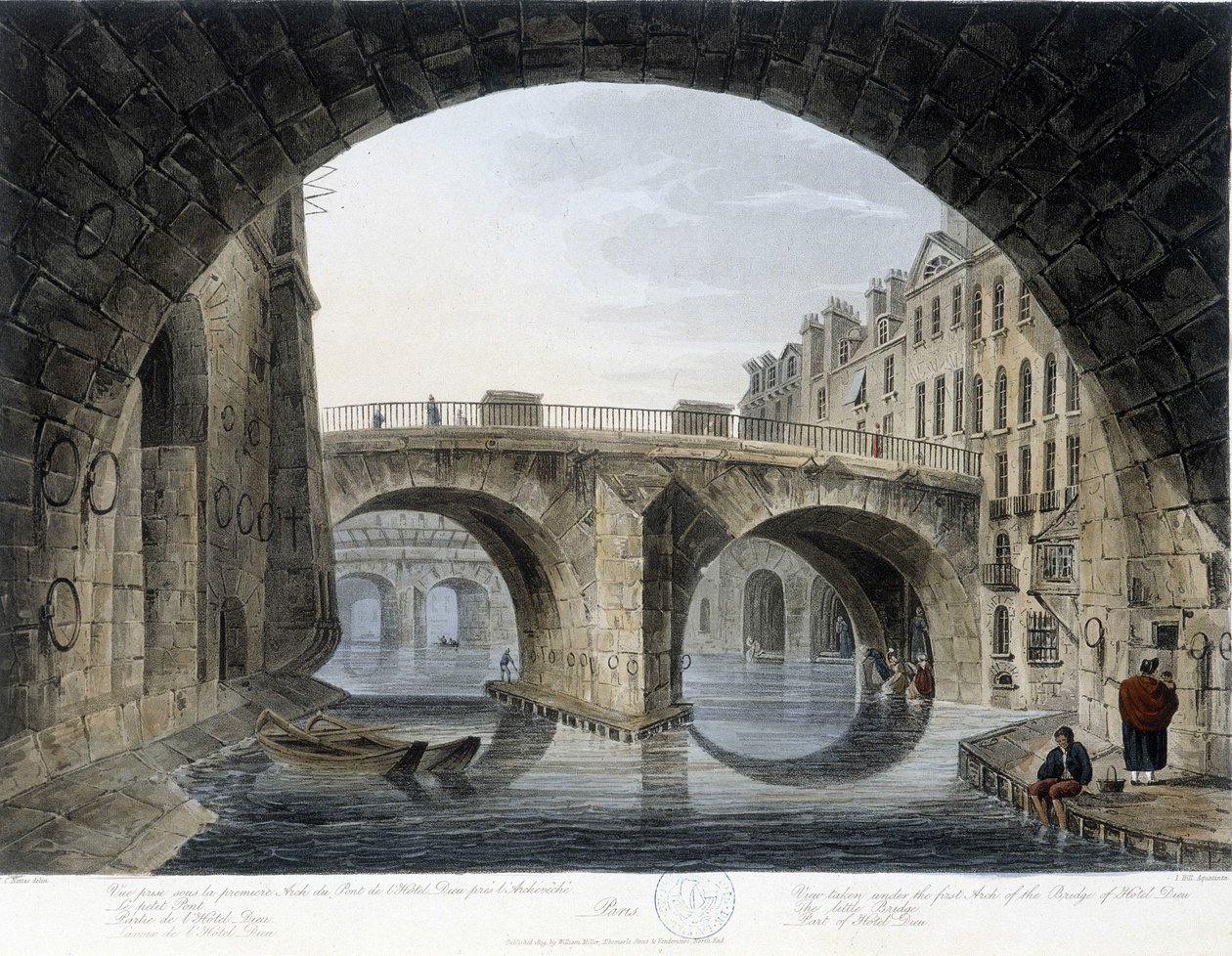 Paříž, Peer Pont - dess. de Mats, kolem roku 1810, město Paříž. od John Claude Nattes