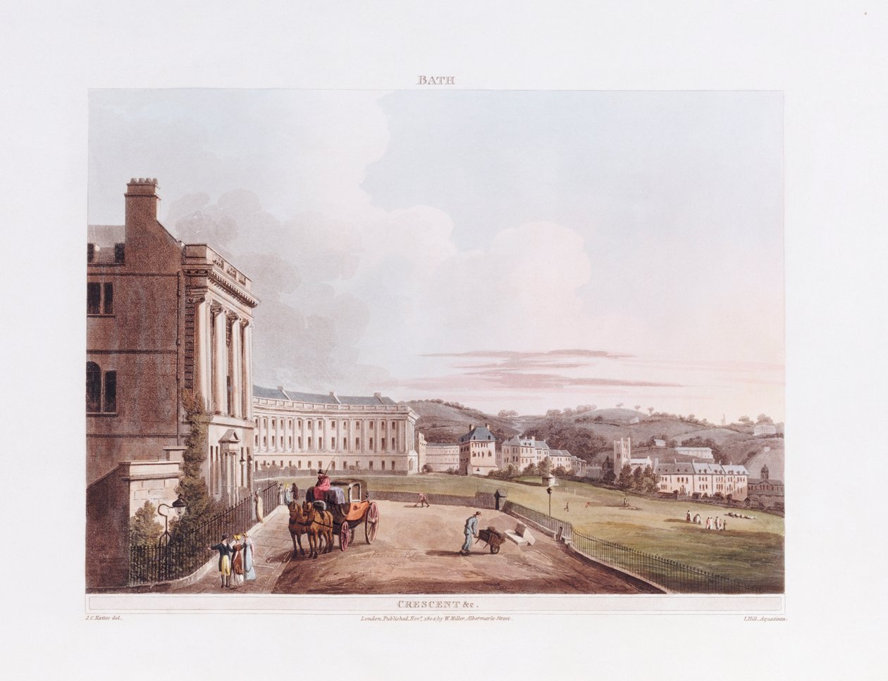 Půlměsíc, z „Bath Illustrated by a Series of Views“, 1806 od John Claude Nattes