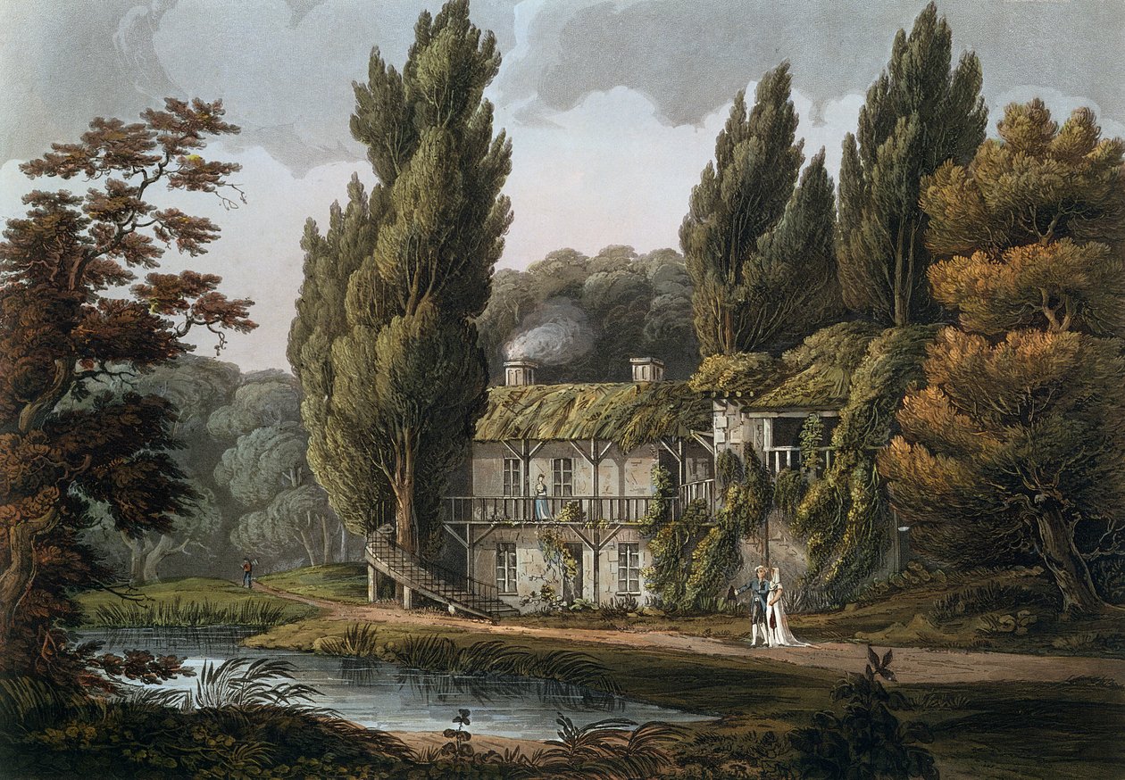 Jídelna v Hameau Marie-Antoinetty, ilustrace z 