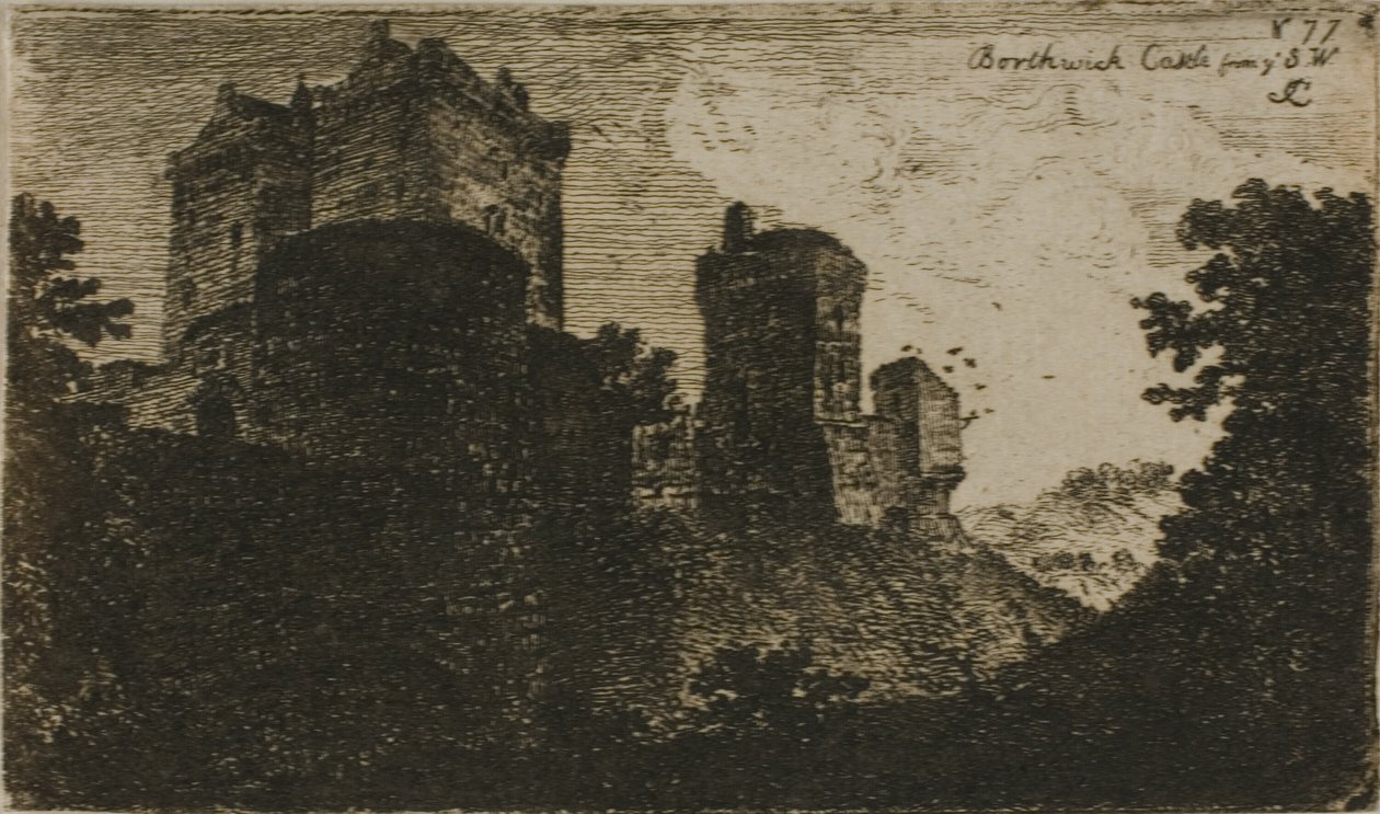 Hrad Borthwick z jihozápadu od John Clerk of Eldin