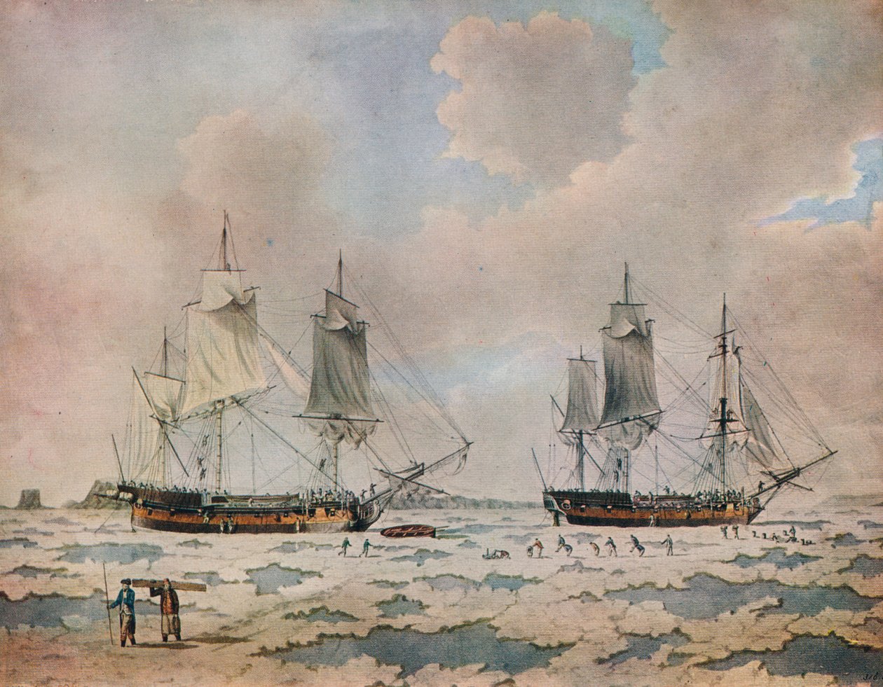 „Lodě objevné výpravy lorda Mulgravea zapuštěné do ledu v polárních oblastech“, 1774 od John Cleveley the Younger