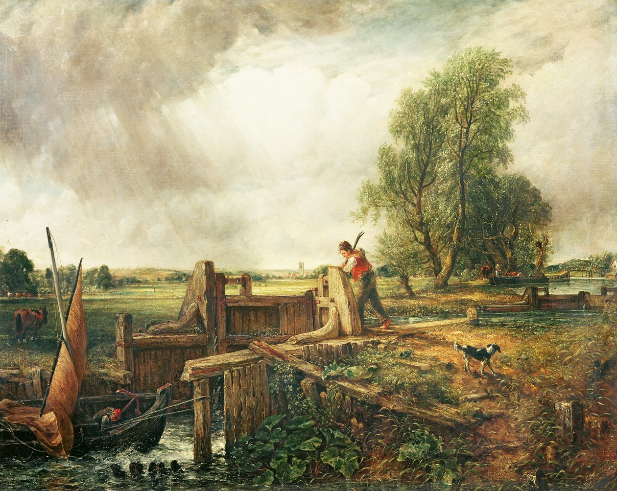 Loď projíždějící zdymadlem od John Constable