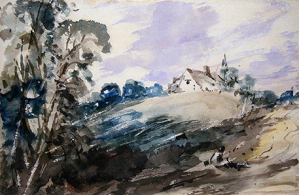 Chata na vysokém břehu (akvarel na papíře) od John Constable