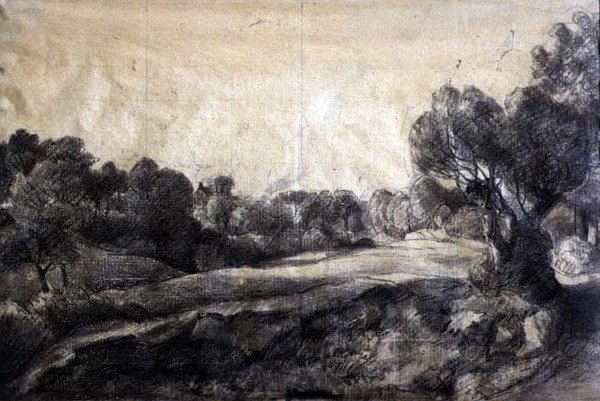 A Dell, c.1805 (černá křída na lesklém papíru) od John Constable