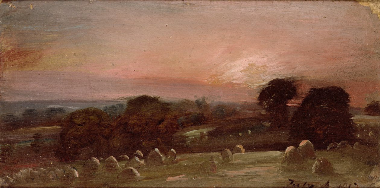 Hayfield u East Bergholtu při západu slunce od John Constable