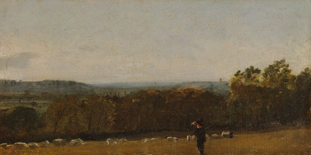 Pastýř v krajině při pohledu přes Dedham Vale směrem k Langhamu, ca. 1811. od John Constable