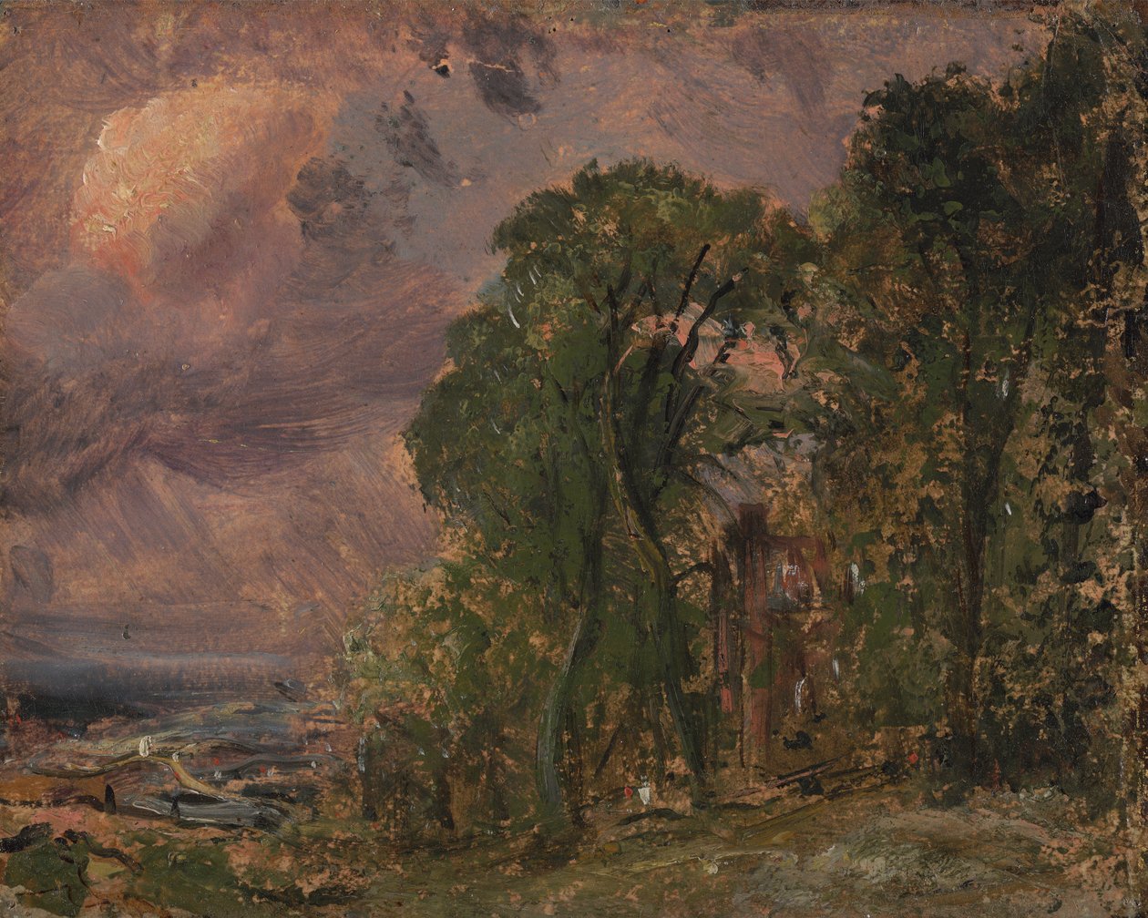 Pohled na Hampstead s bouřlivým počasím od John Constable