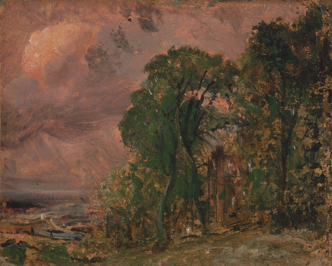 Pohled na Hampstead s bouřlivým počasím, ca. 1830. od John Constable