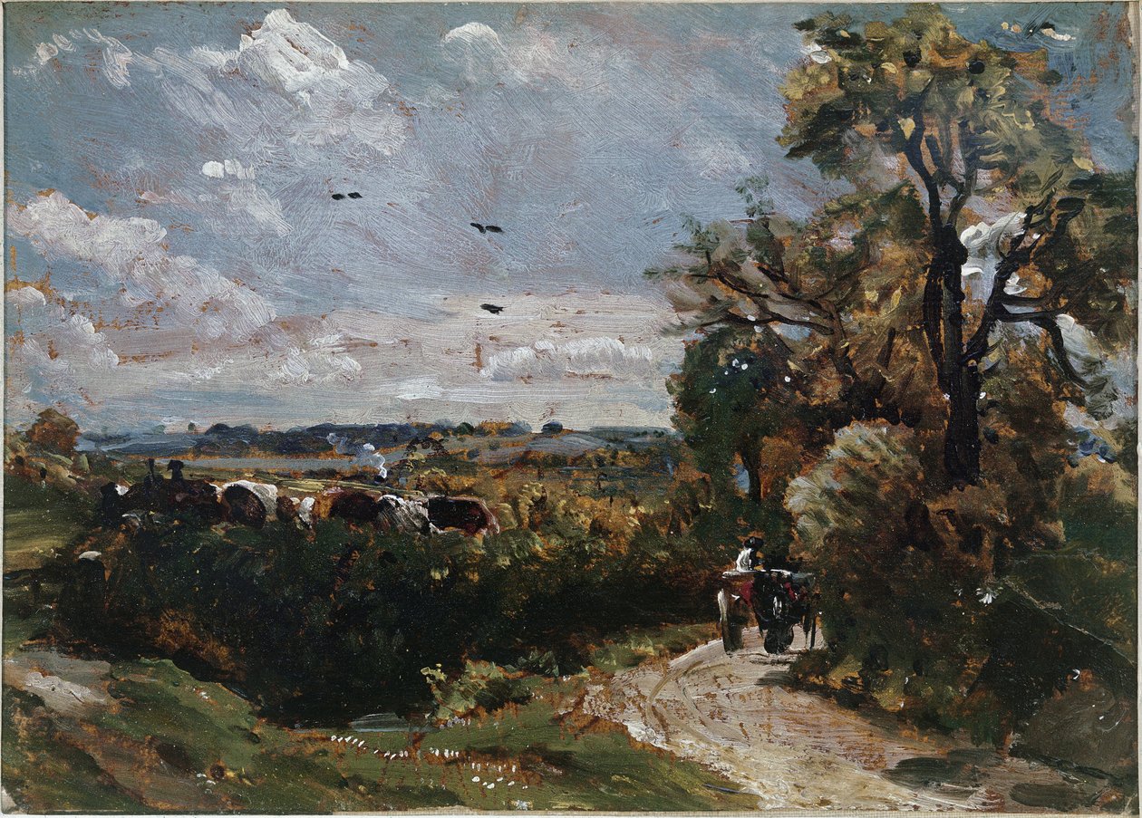 Vozík na silnici Flatford (olej na plátně od John Constable