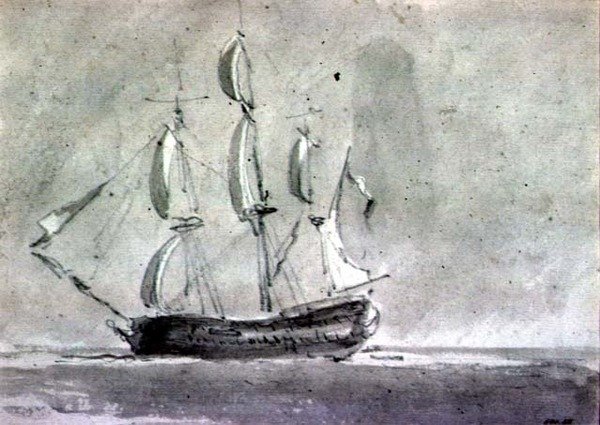 Loď pod plachtami od John Constable