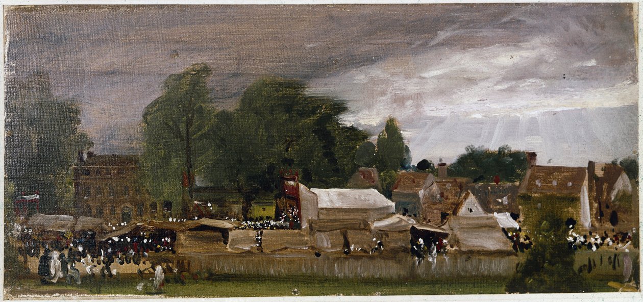 Vesnický jarmark, pravděpodobně ve východním Bergholtu (olej na plátně od John Constable