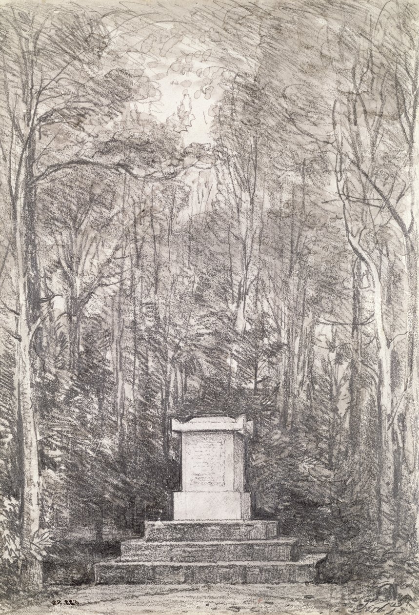 Kenotaph siru Joshua Reynolds v Coleorton Hall, Leicestershire, 1823 (kresba tužkou) od John Constable