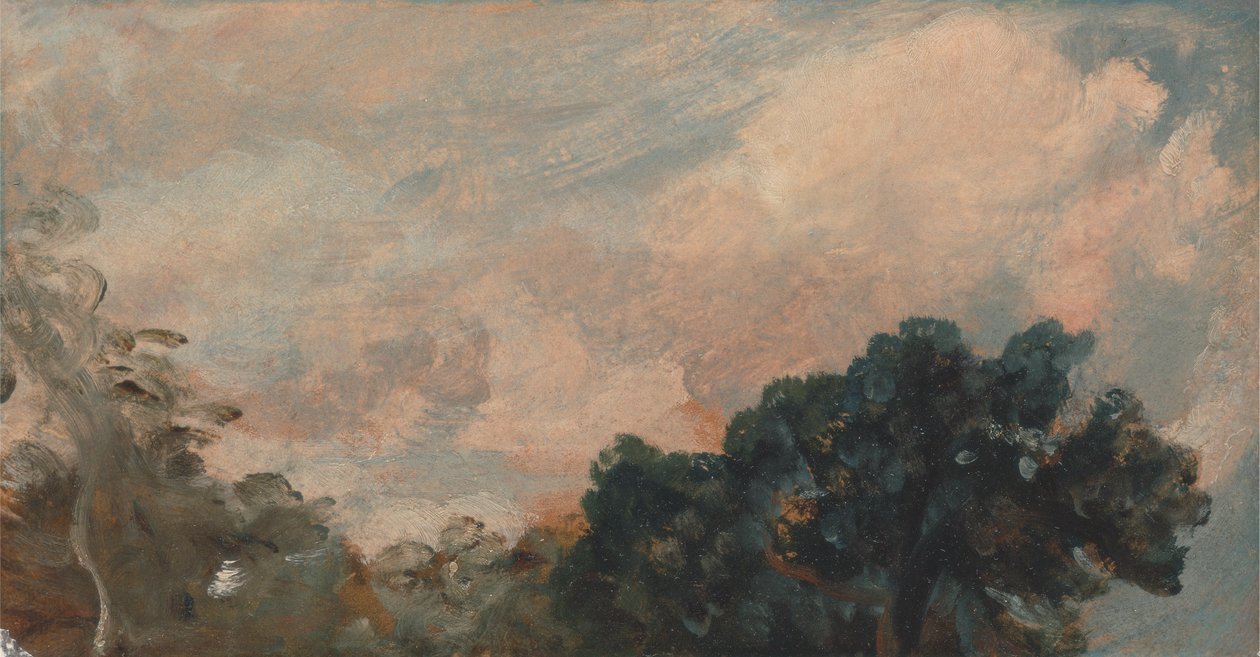 Cloudová studie se stromy od John Constable
