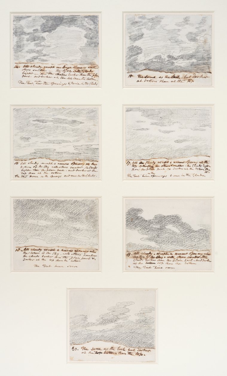 Studie mraků (podle "Rytin oblohy" Alexandra Cozense), asi 1822-23 (grafit na papíře) od John Constable