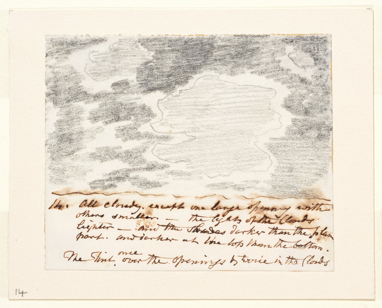 Studie mraků (podle knihy Alexandra Cozense "Engravings of Skies"), asi 1822-23 (grafit na papíře) od John Constable
