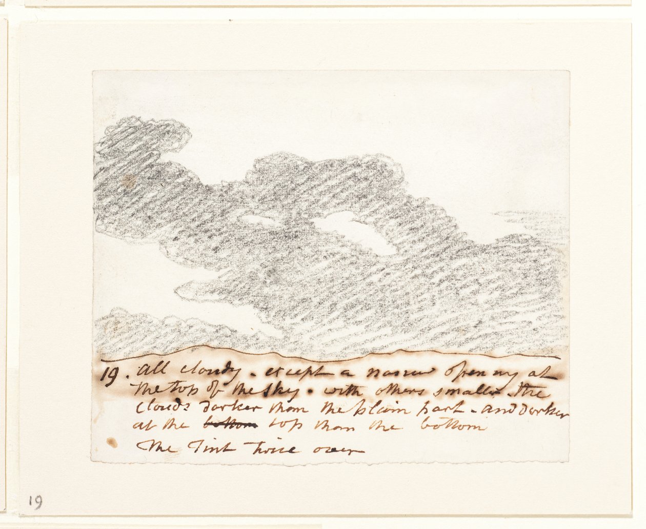 Studie mraků (podle knihy Alexandra Cozense "Engravings of Skies"), asi 1822-23 (grafit na papíře) od John Constable