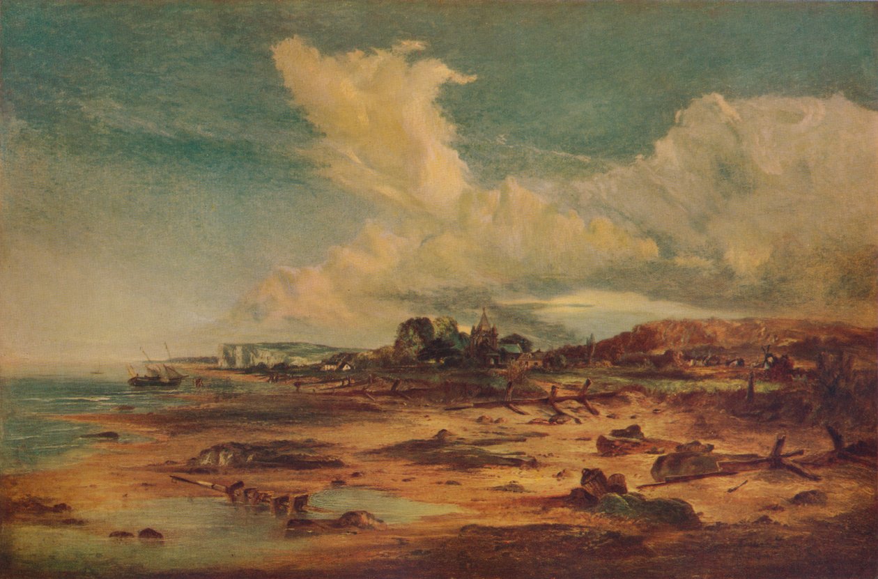 Pobřežní scéna s kostelem, c1824 od John Constable
