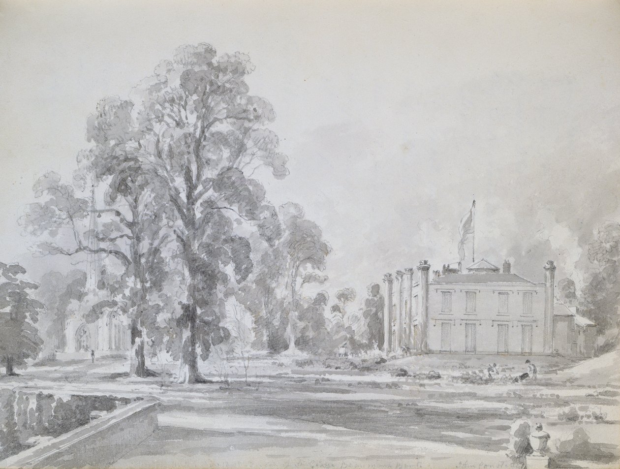 Coleorton Hall, Leicestershire, domov sira George Beaumonta (pero a mytí) od John Constable