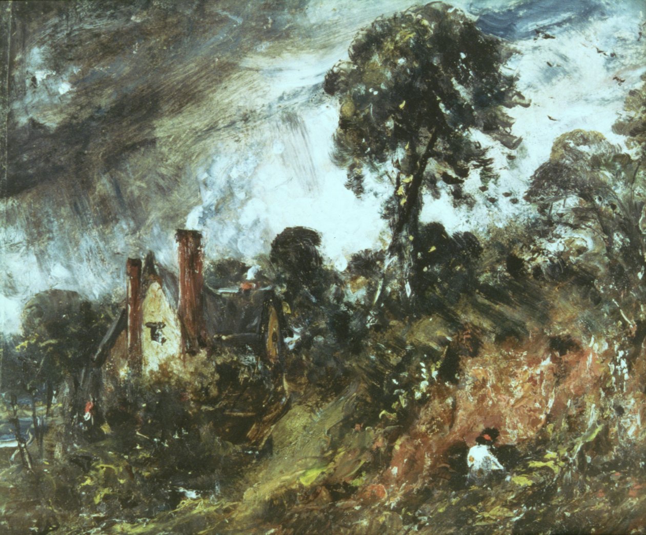 Chata mezi stromy s písčinou, kolem 1830-36 od John Constable