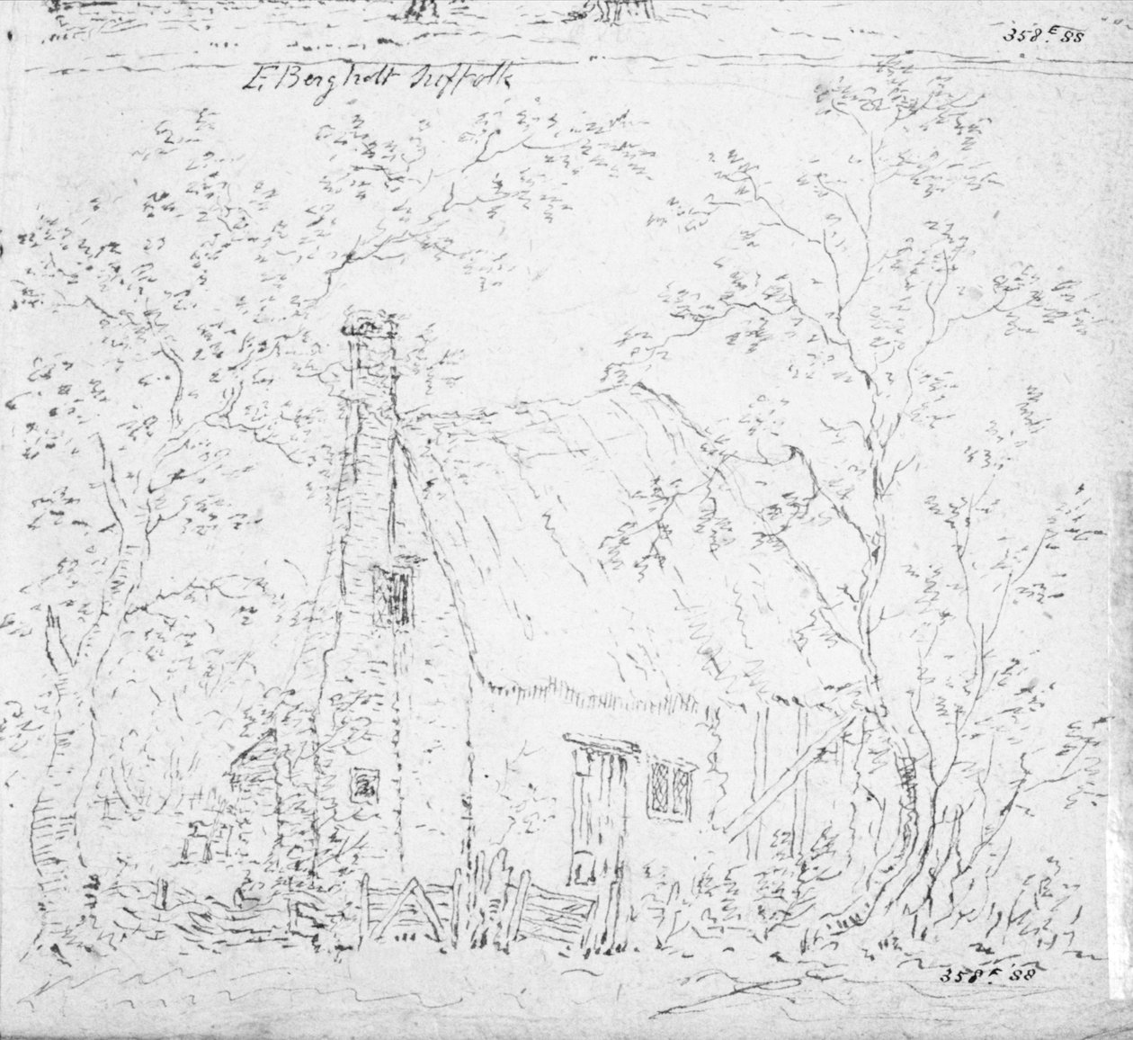 Chata ve východním Bergholtu (kresba) od John Constable