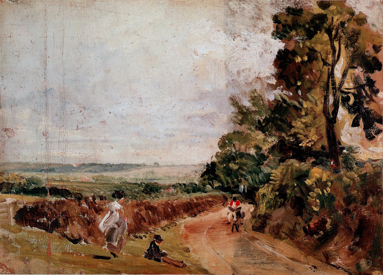 Country Road mezi East Bergholt a Flatford Painting by John Constable (1776-1837) 1811 cca. Slunce. 24,2x33 cm Londýn, Victoria and Albert Museum od John Constable