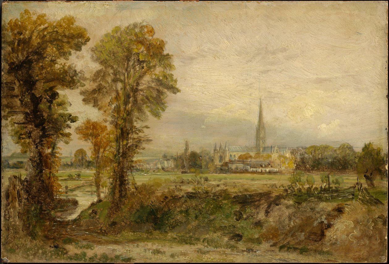 Vzdálený pohled na salisburskou katedrálu od John Constable