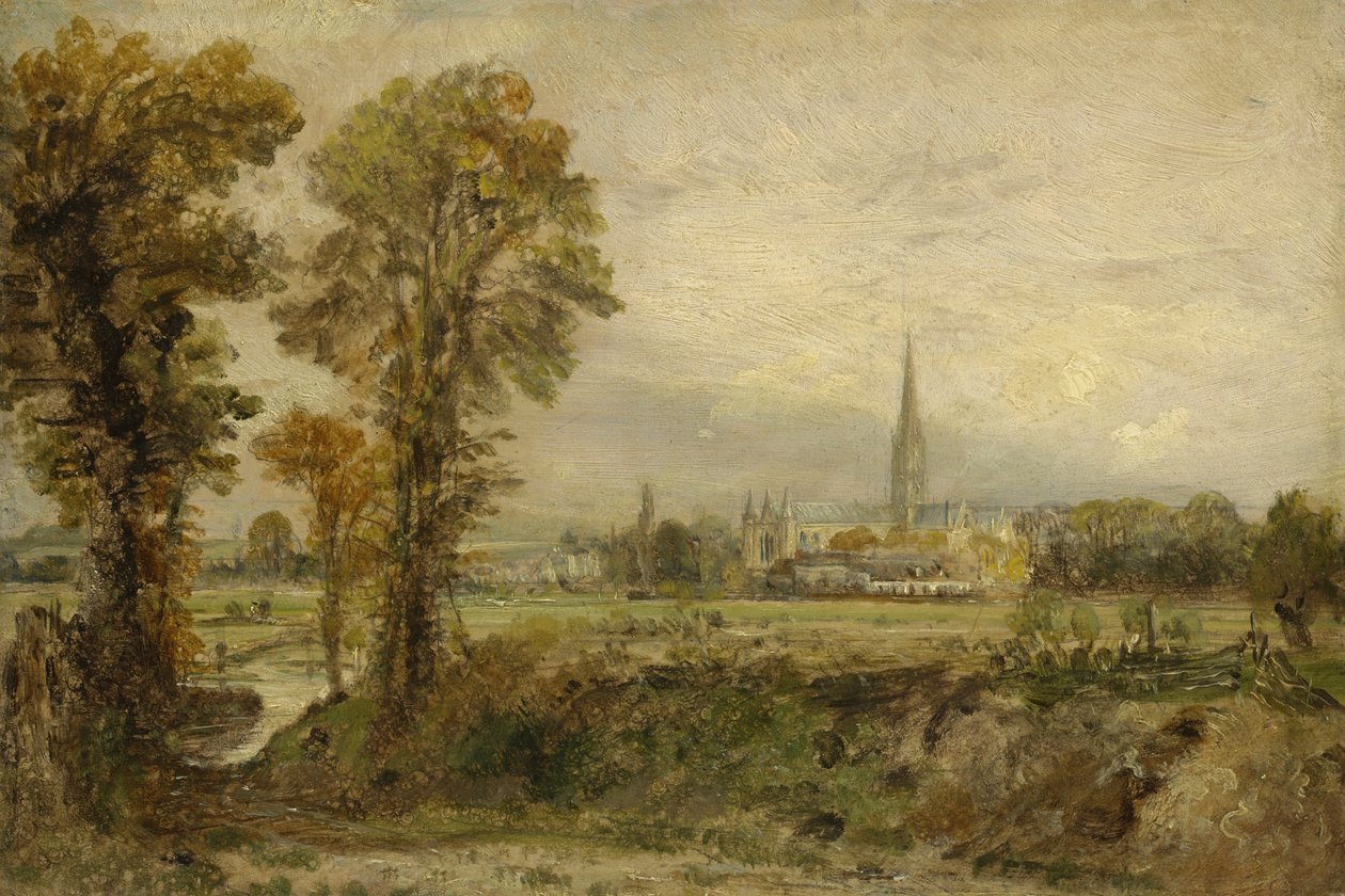 Vzdálený pohled na katedrálu v Salisbury, 1821 od John Constable
