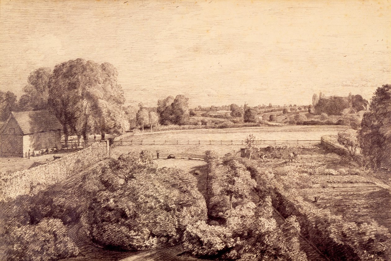 East Bergholt - Pohled přes kuchyňskou zahradu Golding Constable