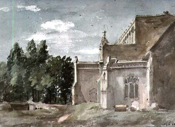 Kostel East Bergholt: pohled z východu od John Constable