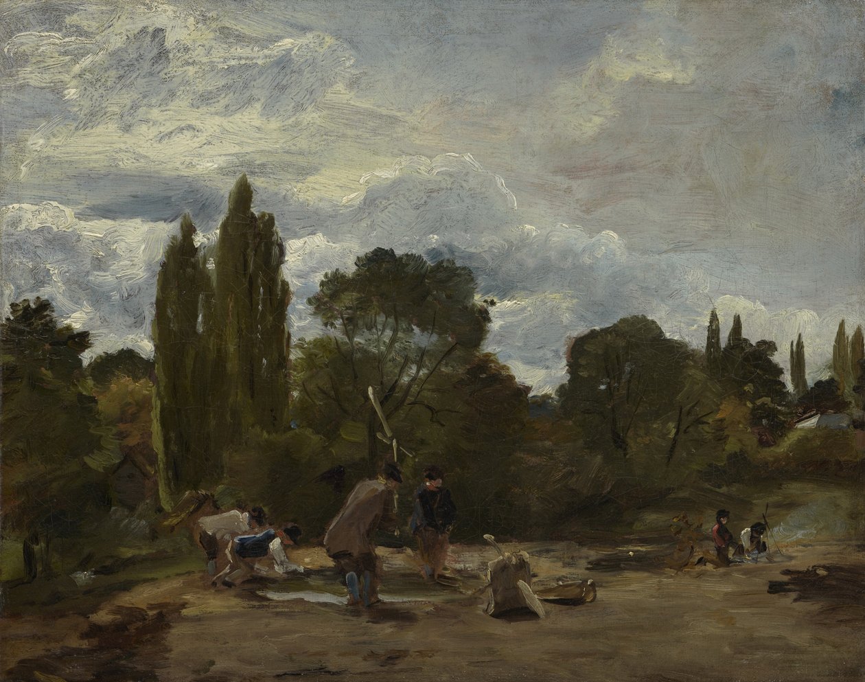 Mlátící tuříny, východní Bergholt, kolem 1812-15 od John Constable