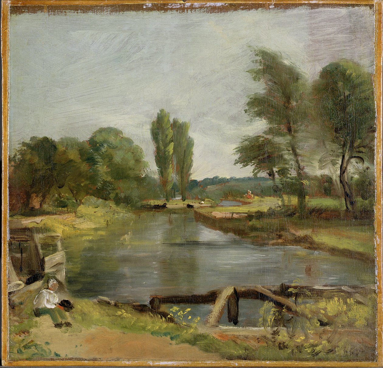 Flatford Lock, 1810-11 (olej, papír na plátně) od John Constable