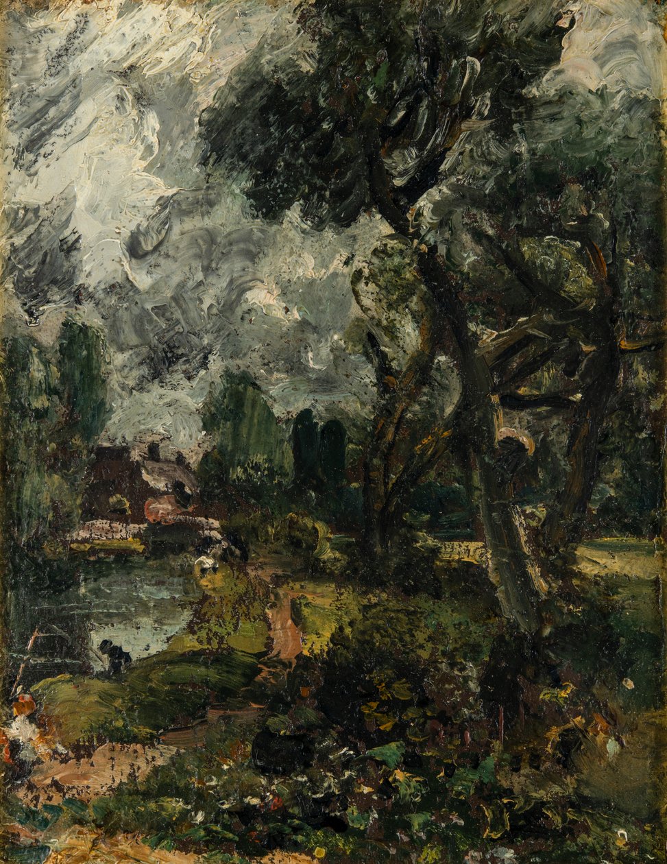 Flatfordský mlýn z mostu, asi 1814-17 (olej na plátně) od John Constable