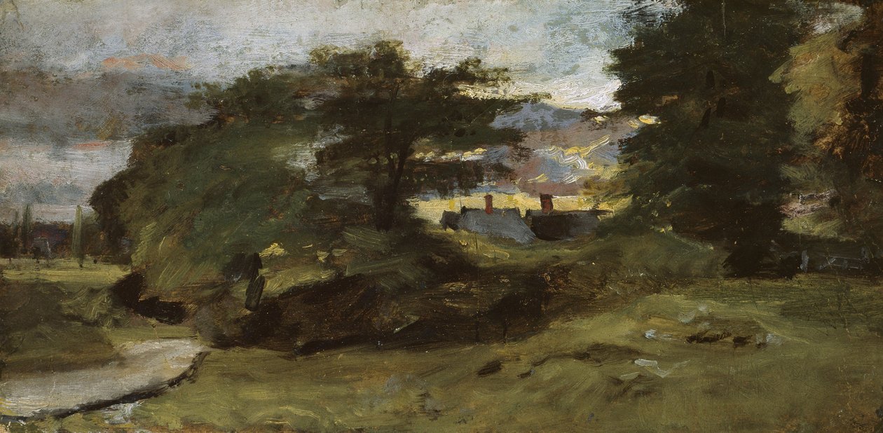 Krajina s chalupami, 1809-10 od John Constable