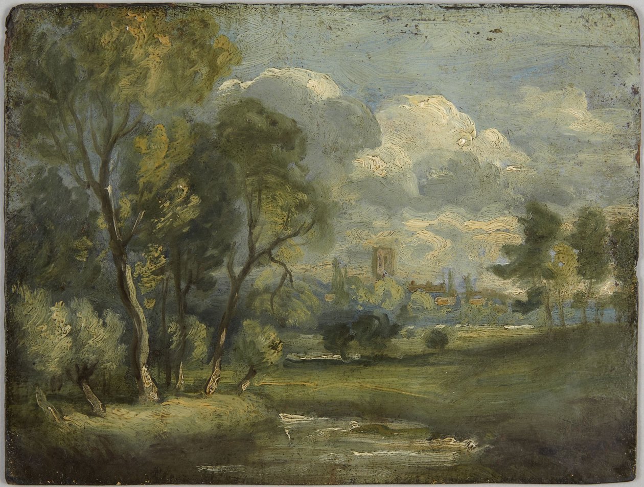 Líc: Říční louka, skica; Rub: Vrby, skica od John Constable